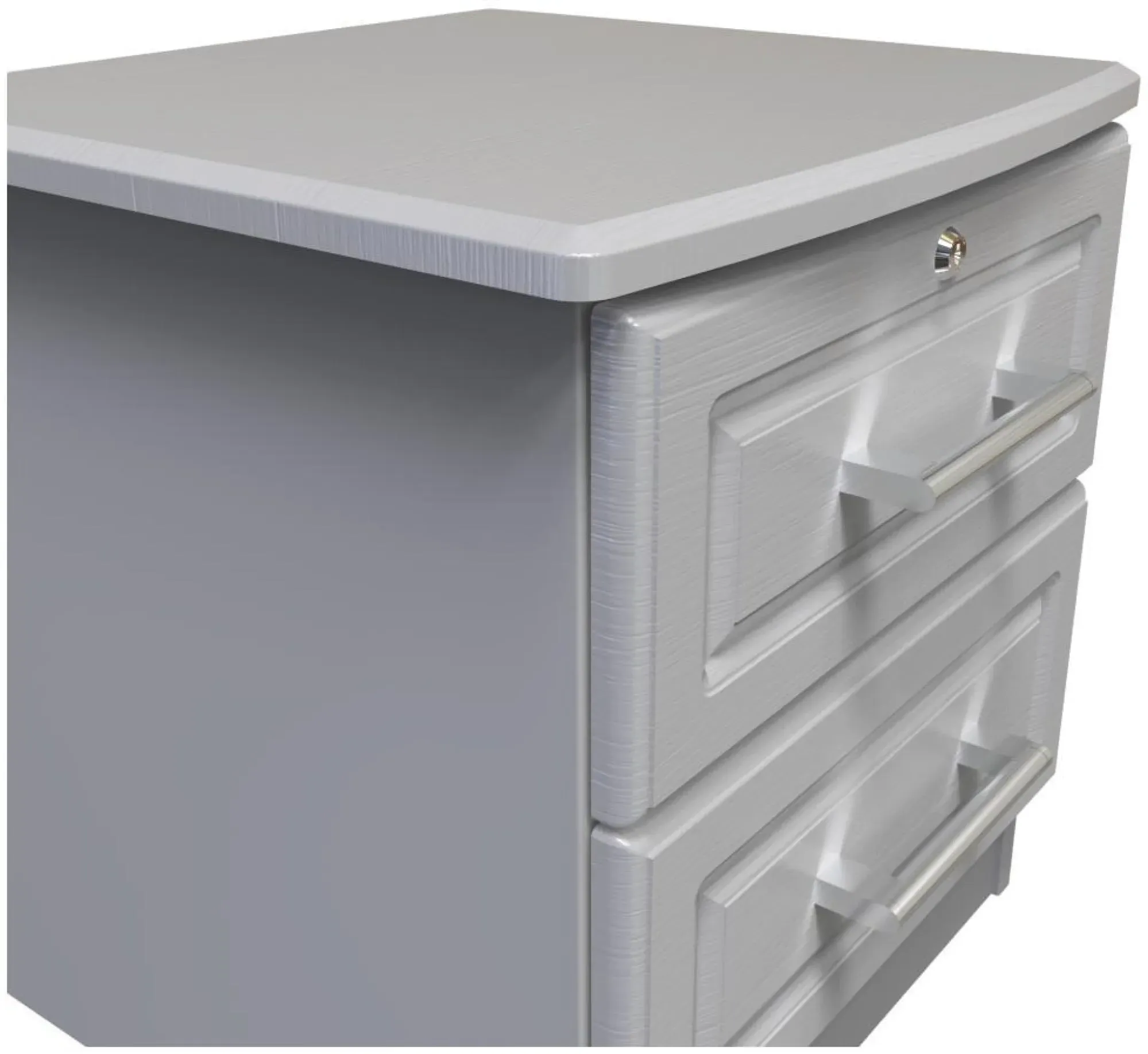 Gina 2 Drawer Bedside Cabinet with Lock - Grey Ash
