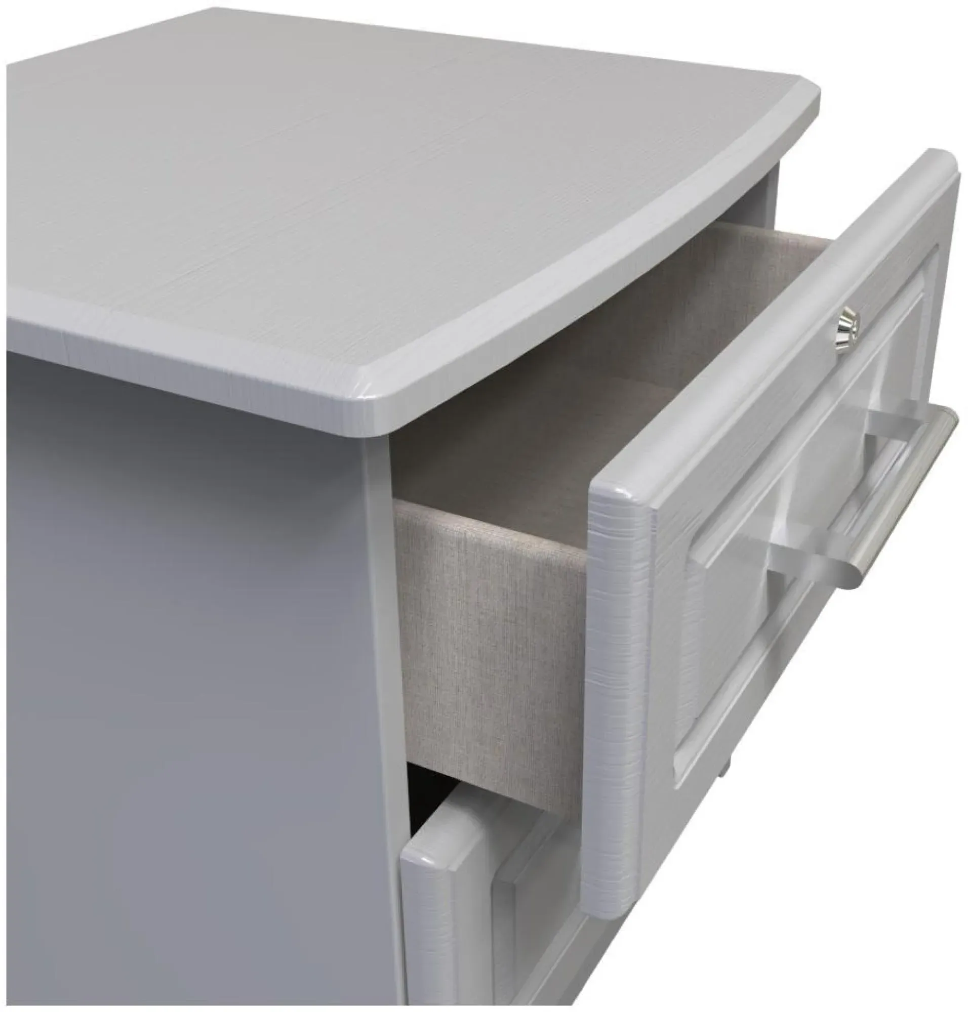 Gina 2 Drawer Bedside Cabinet with Lock - Grey Ash
