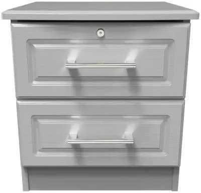 Gina 2 Drawer Bedside Cabinet with Lock - Grey Ash