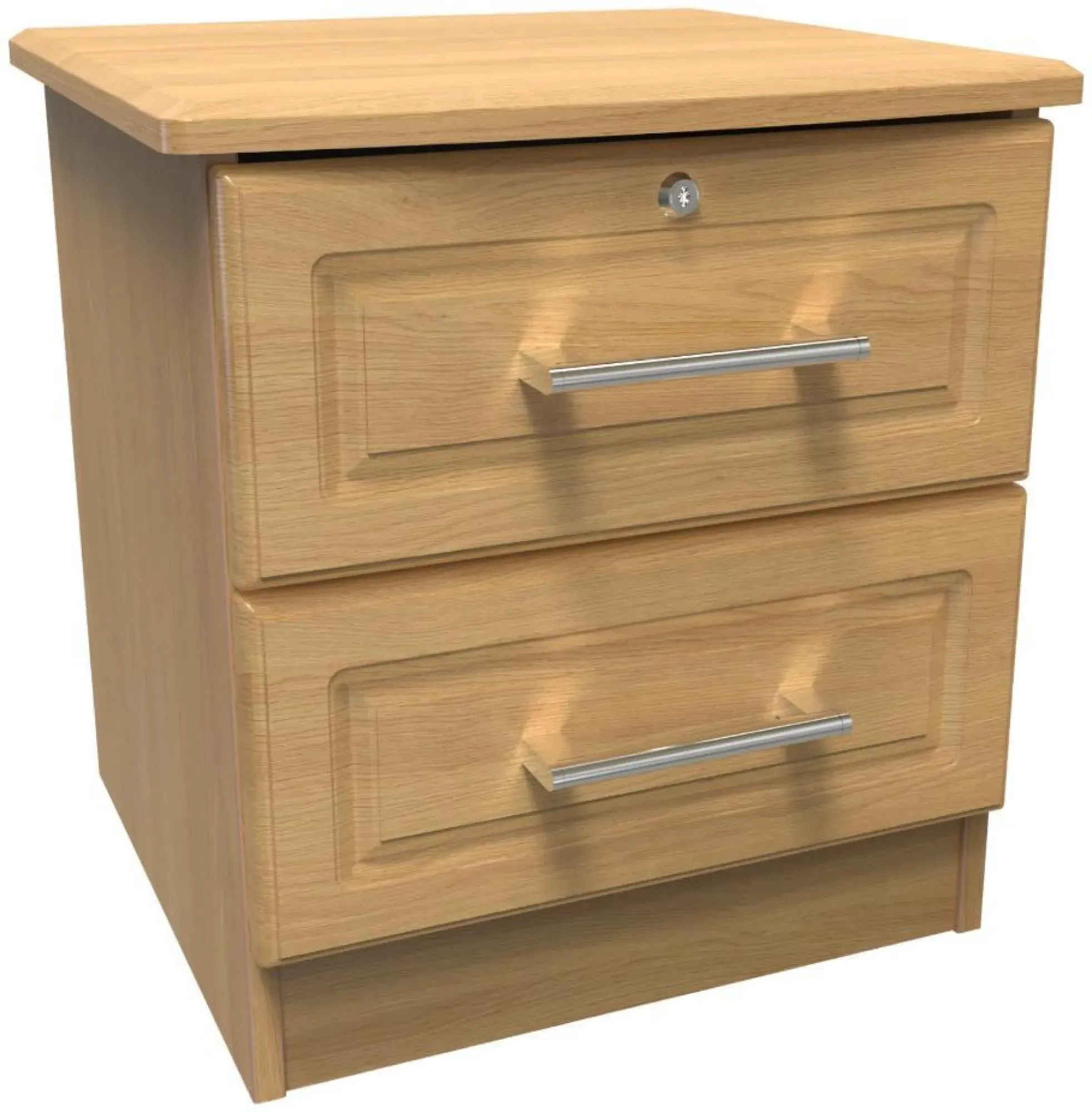 Gina 2 Drawer Bedside Cabinet with Lock - Oak