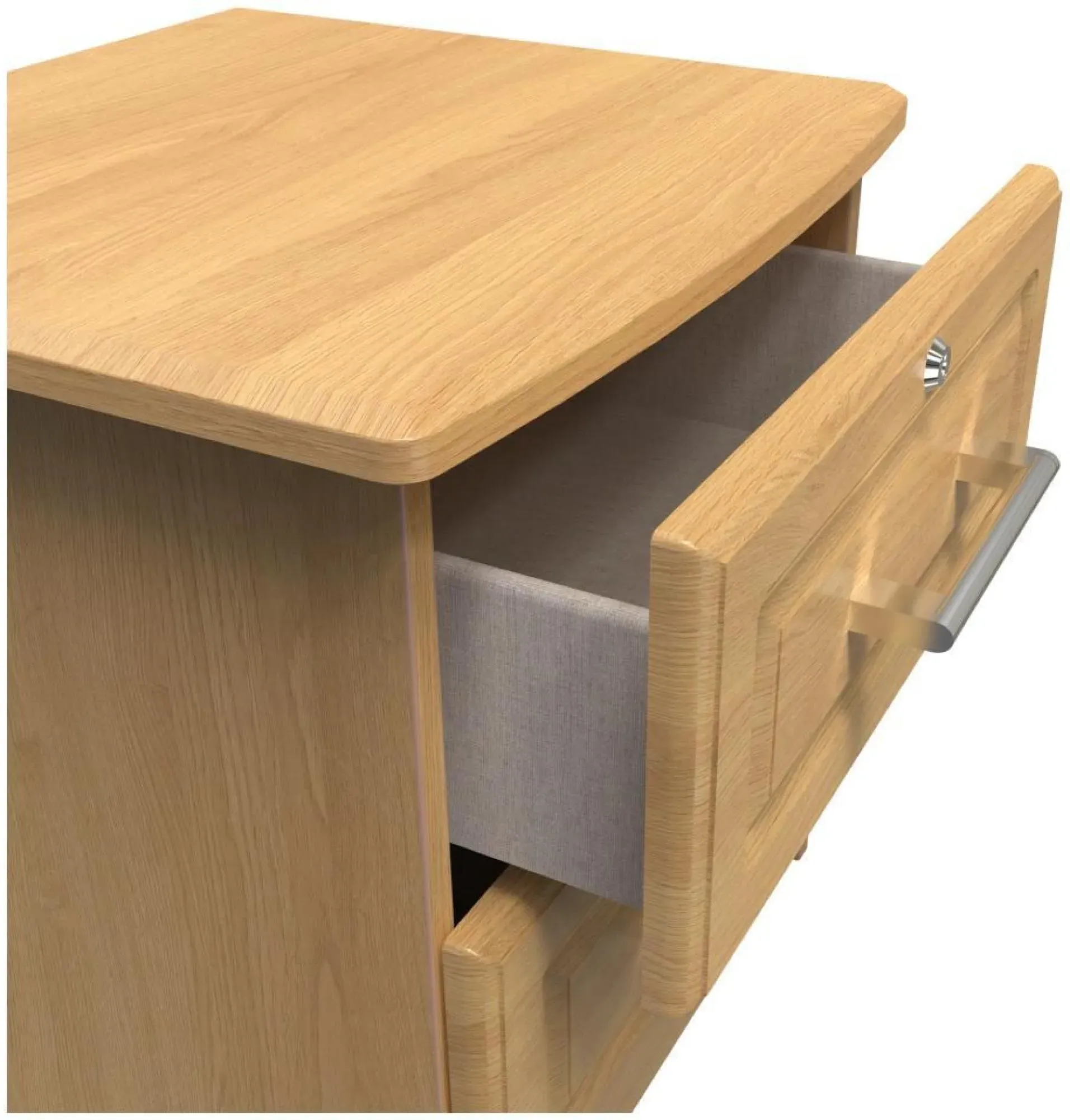 Gina 2 Drawer Bedside Cabinet with Lock - Oak