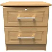 Gina 2 Drawer Bedside Cabinet with Lock - Oak