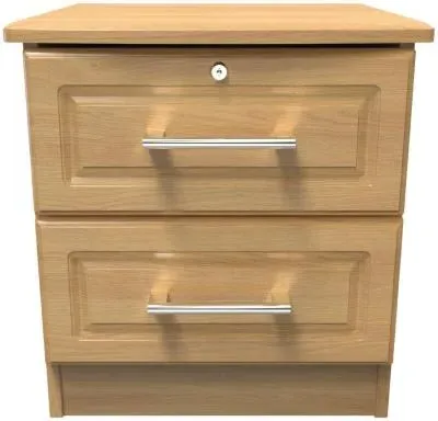 Gina 2 Drawer Bedside Cabinet with Lock - Oak