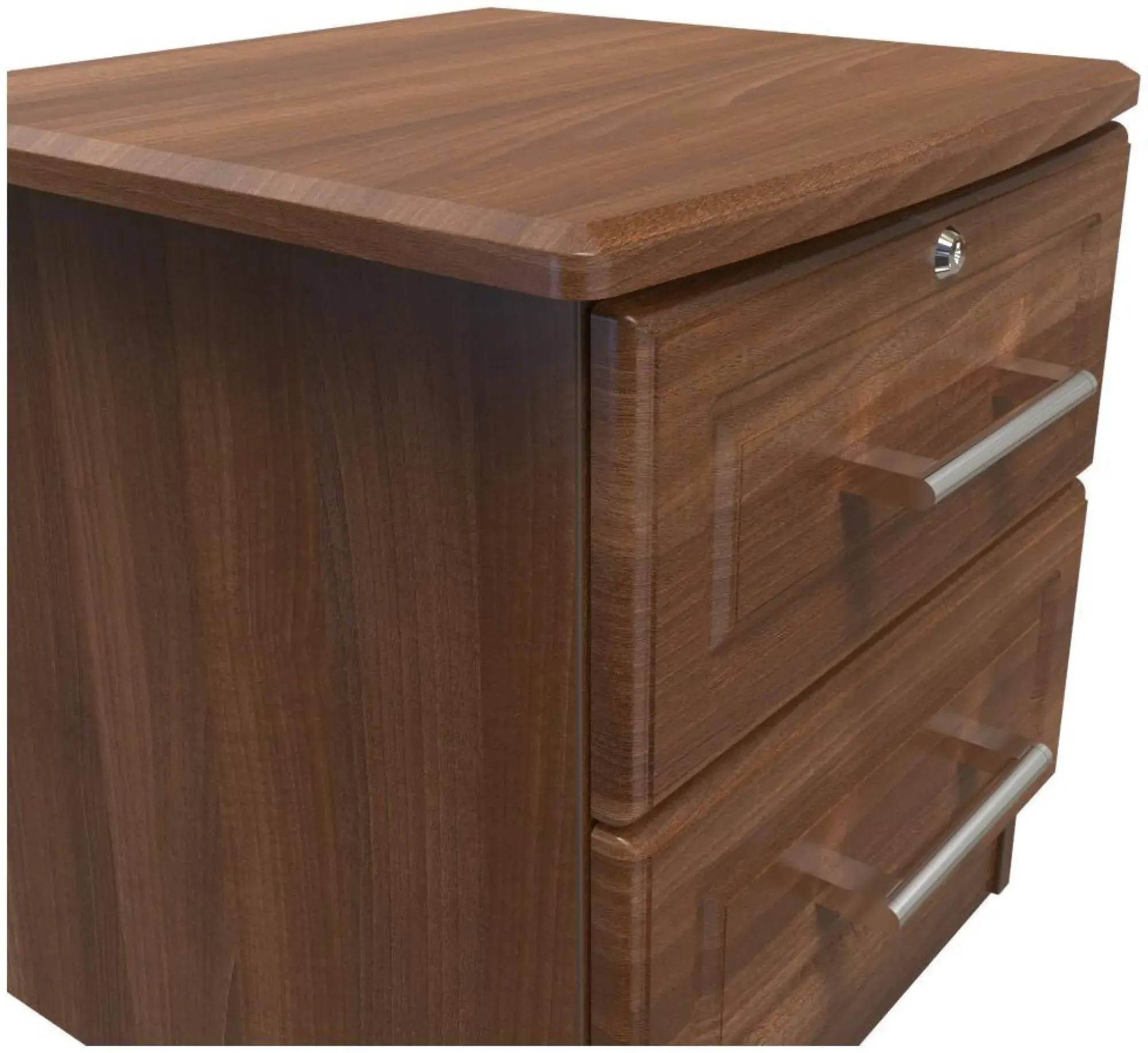 Gina 2 Drawer Bedside Cabinet with Lock - Walnut