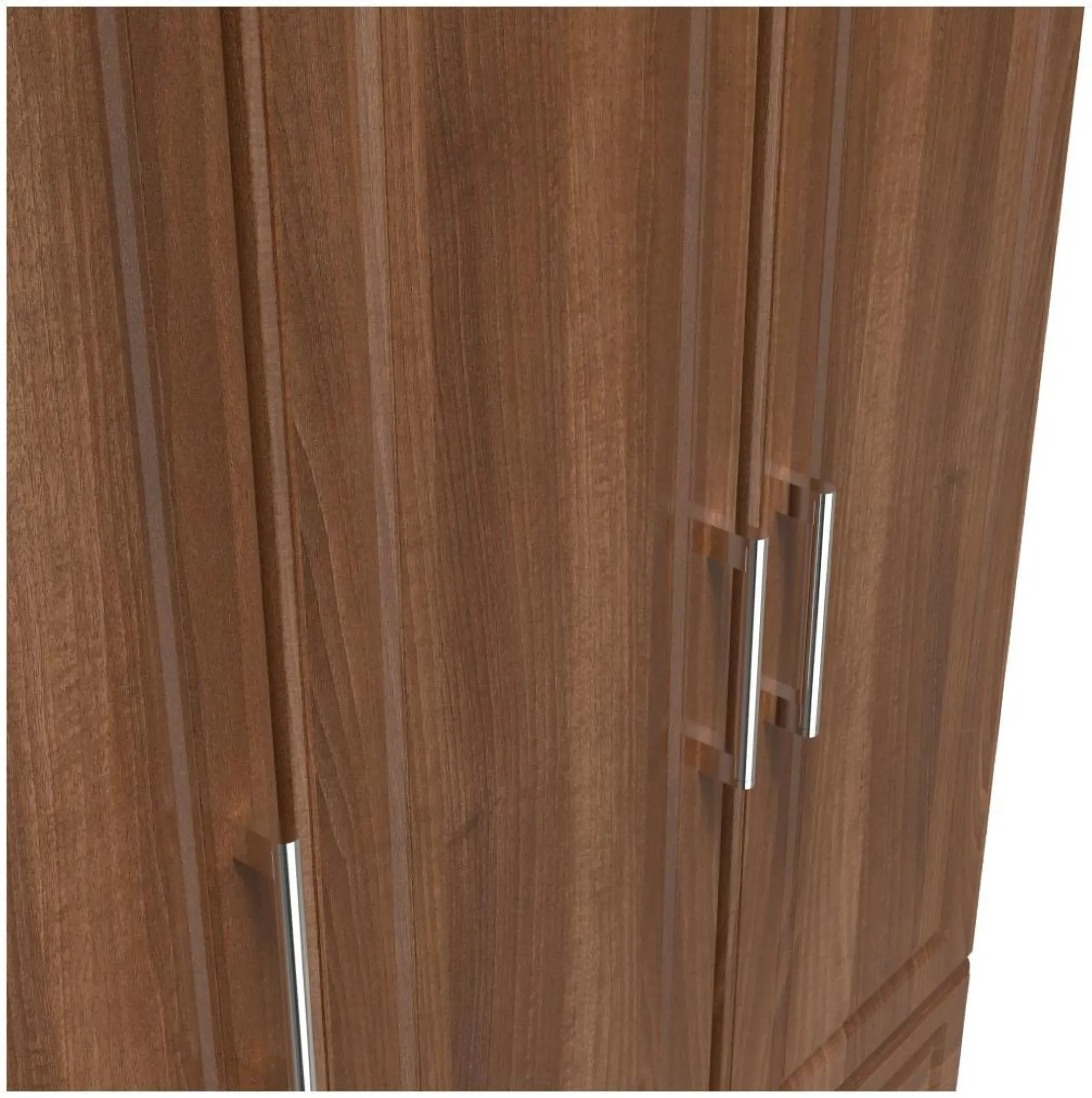 Gina 3-Door Triple Wardrobe with Storage - Walnut