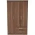 Gina 3-Door Triple Wardrobe with Storage - Walnut