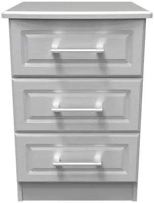 Gina 3 Drawer Bedside Cabinet - Grey Ash