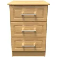 Gina 3 Drawer Bedside Cabinet - Oak