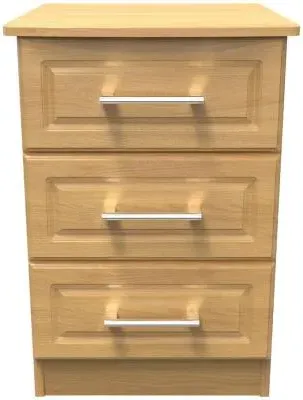 Gina 3 Drawer Bedside Cabinet - Oak