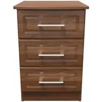 Gina 3 Drawer Bedside Cabinet - Walnut