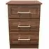Gina 3 Drawer Bedside Cabinet - Walnut