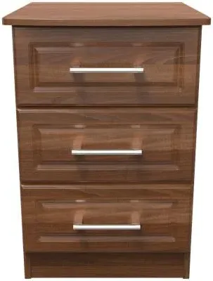 Gina 3 Drawer Bedside Cabinet - Walnut