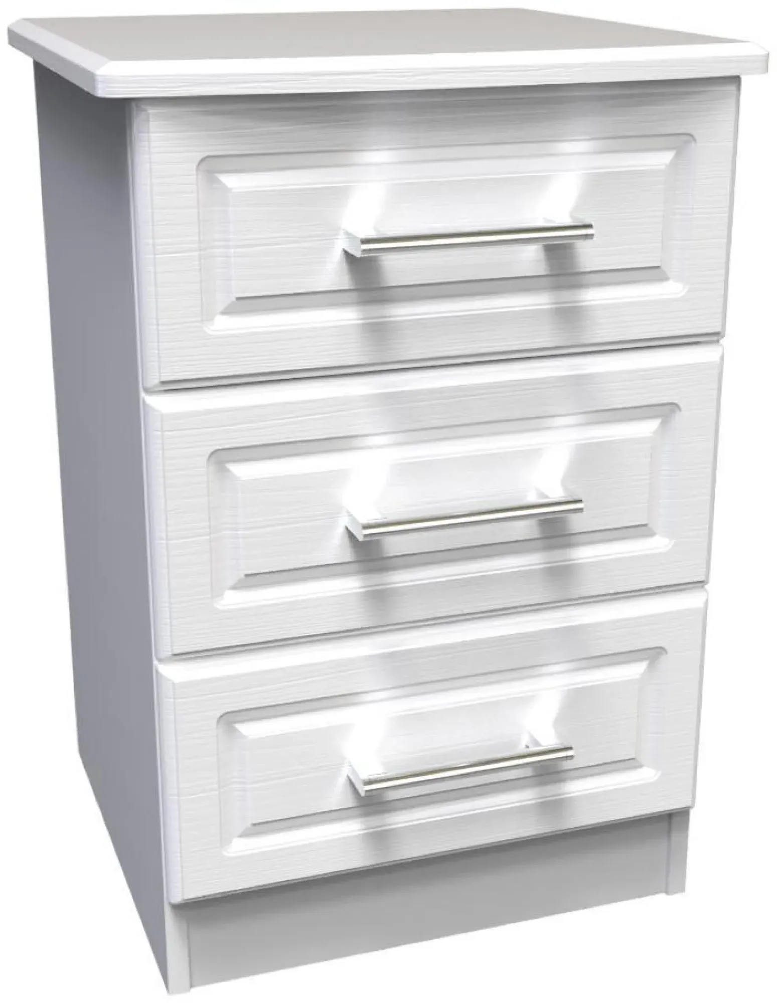 Gina 3 Drawer Bedside Cabinet - White