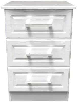 Gina 3 Drawer Bedside Cabinet - White