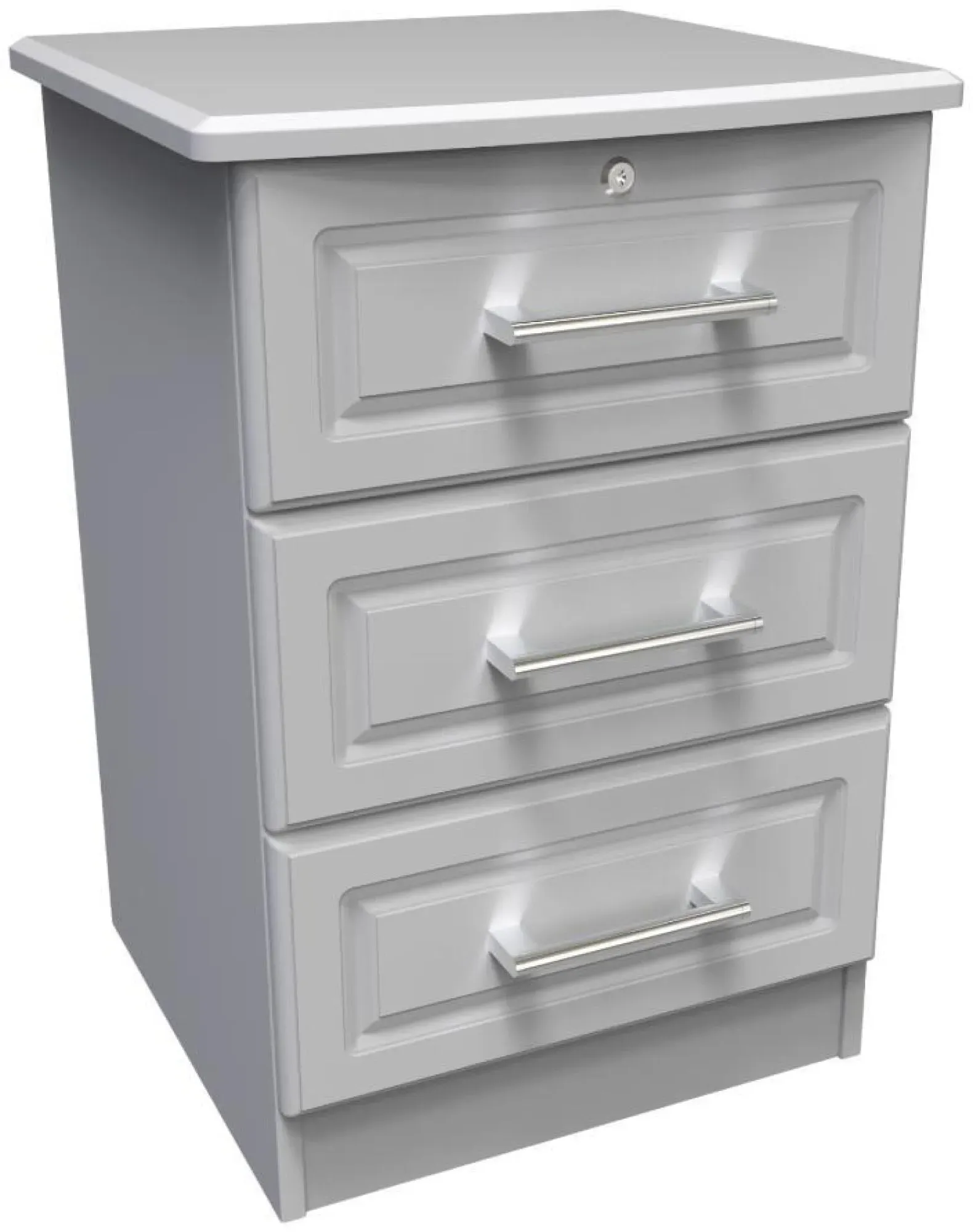 Gina 3 Drawer Bedside Cabinet with Lock - Grey