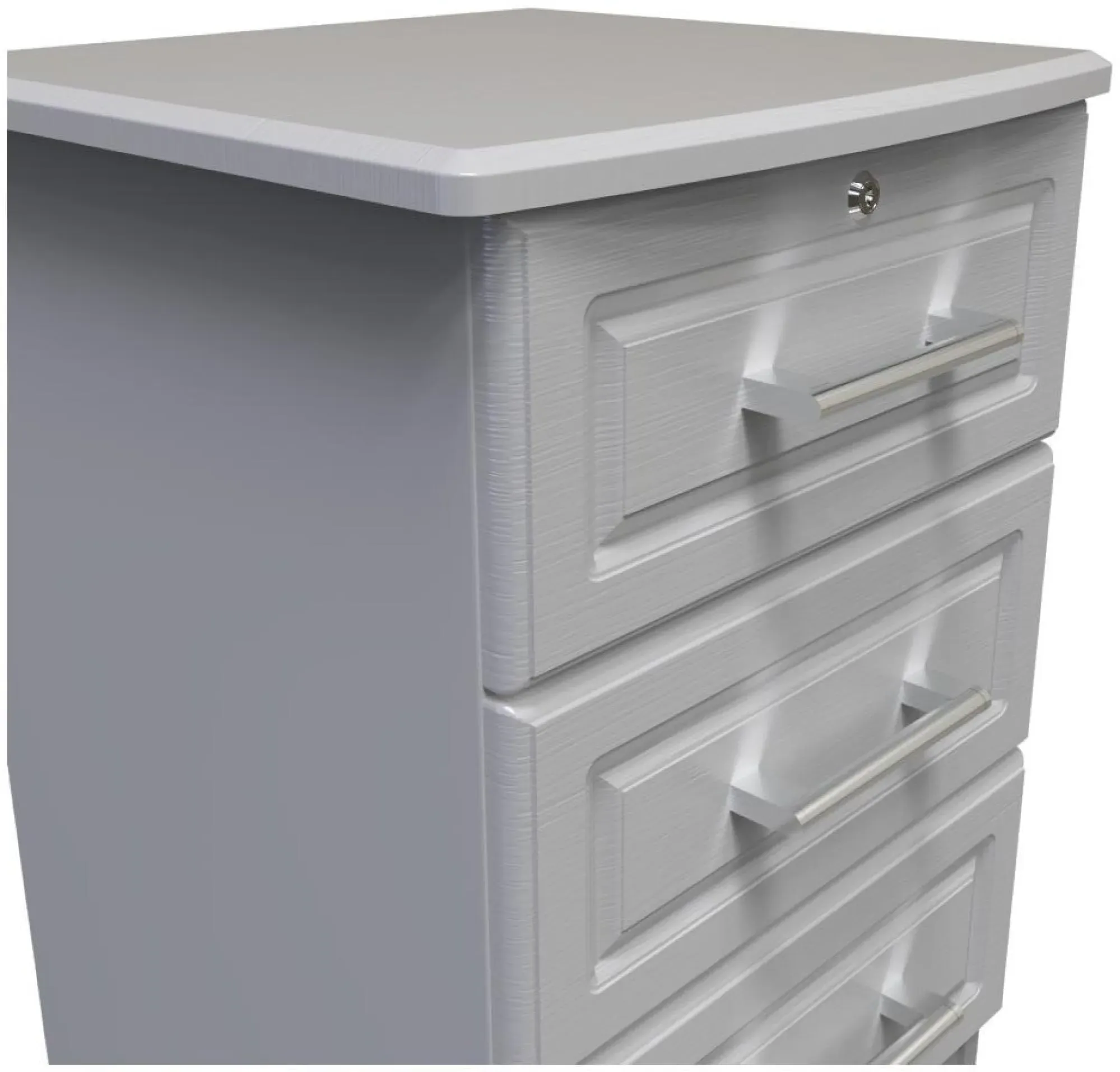 Gina 3 Drawer Bedside Cabinet with Lock - Grey Ash