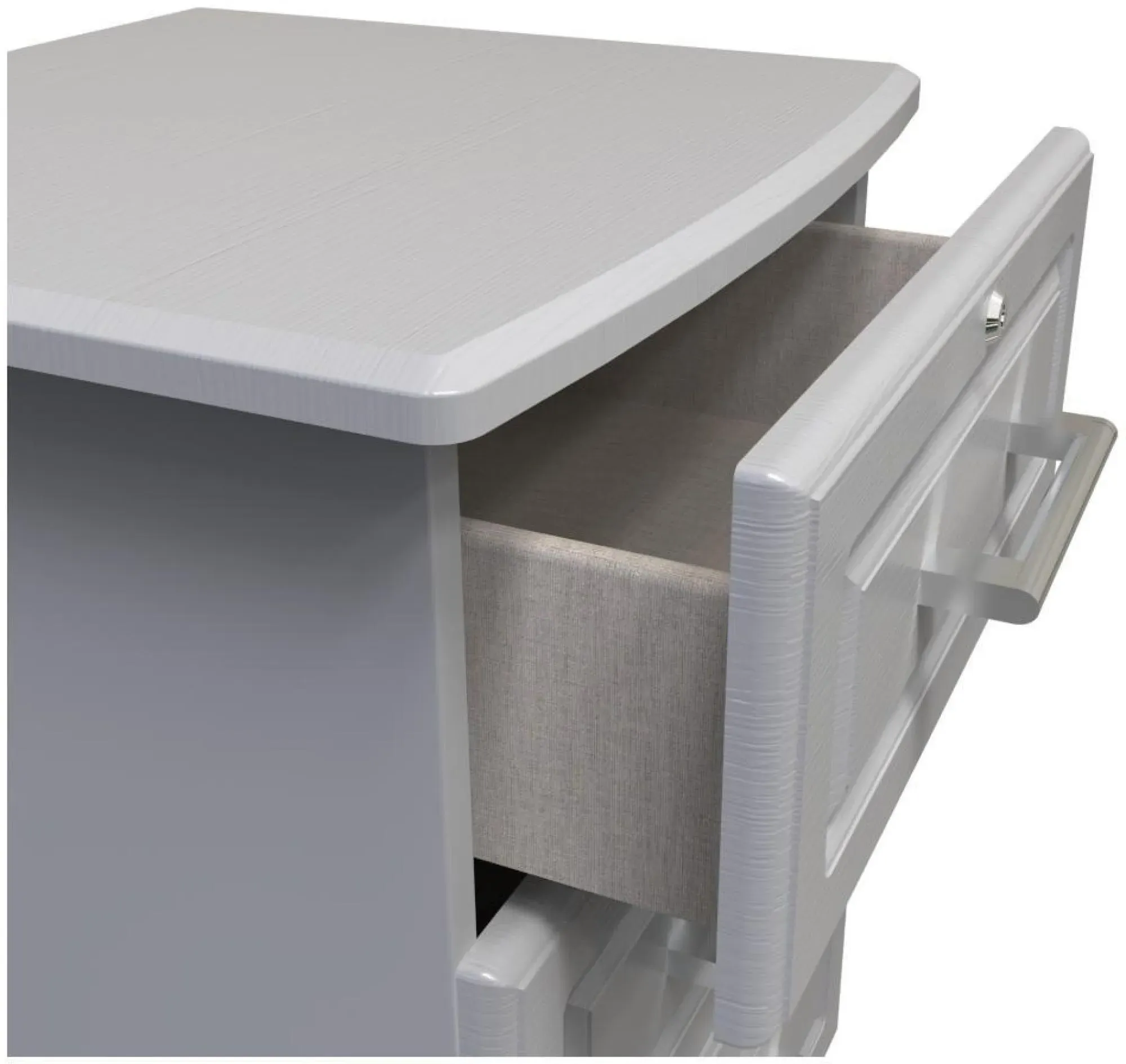 Gina 3 Drawer Bedside Cabinet with Lock - Grey Ash