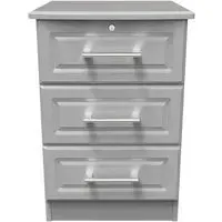 Gina 3 Drawer Bedside Cabinet with Lock - Grey Ash