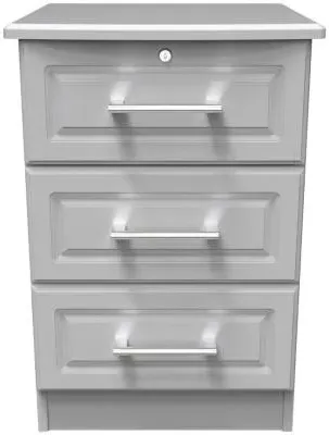 Gina 3 Drawer Bedside Cabinet with Lock - Grey image
