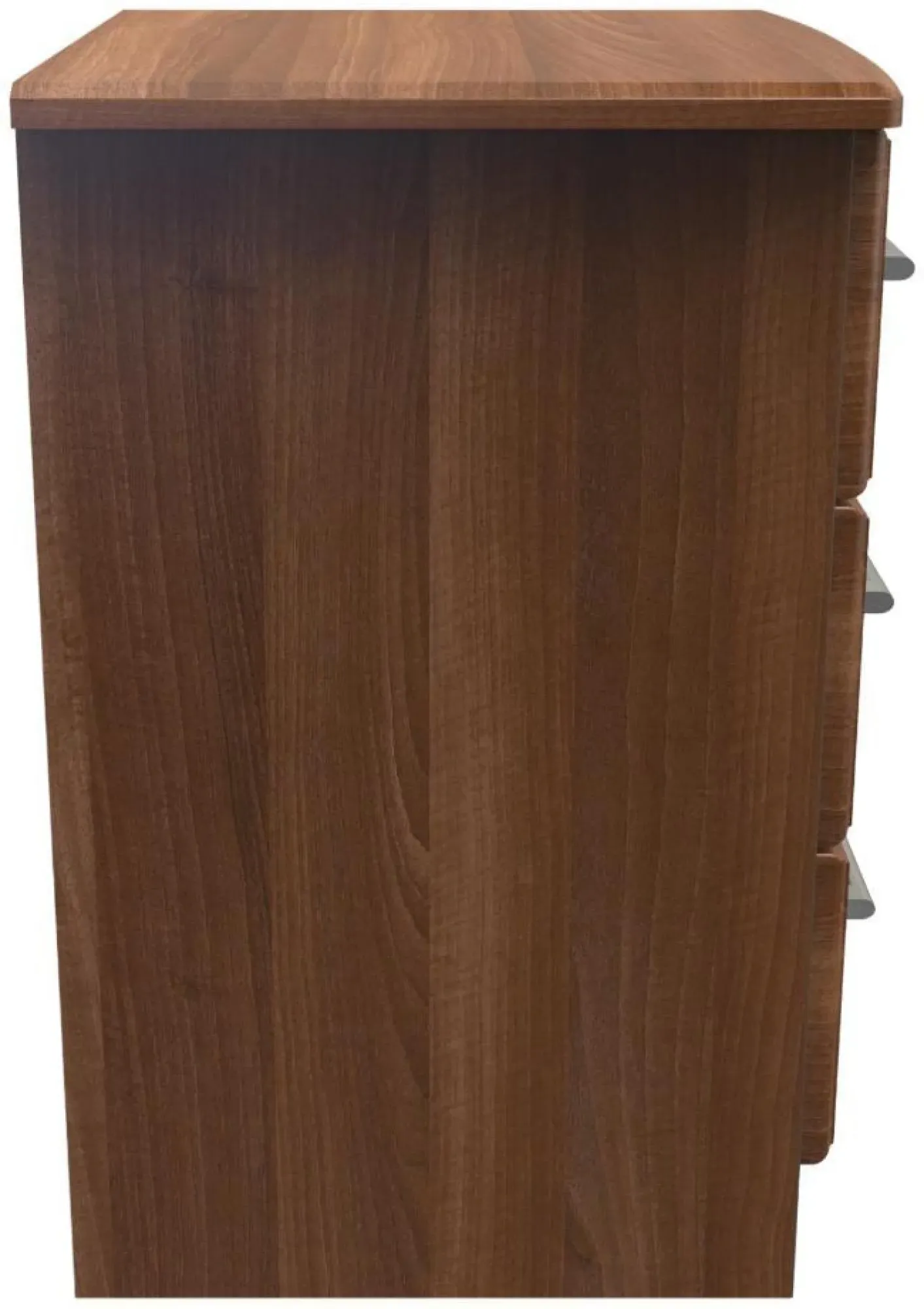 Gina 3 Drawer Bedside Cabinet with Lock - Walnut