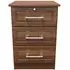 Gina 3 Drawer Bedside Cabinet with Lock - Walnut