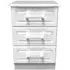 Gina 3 Drawer Bedside Cabinet with Lock - White