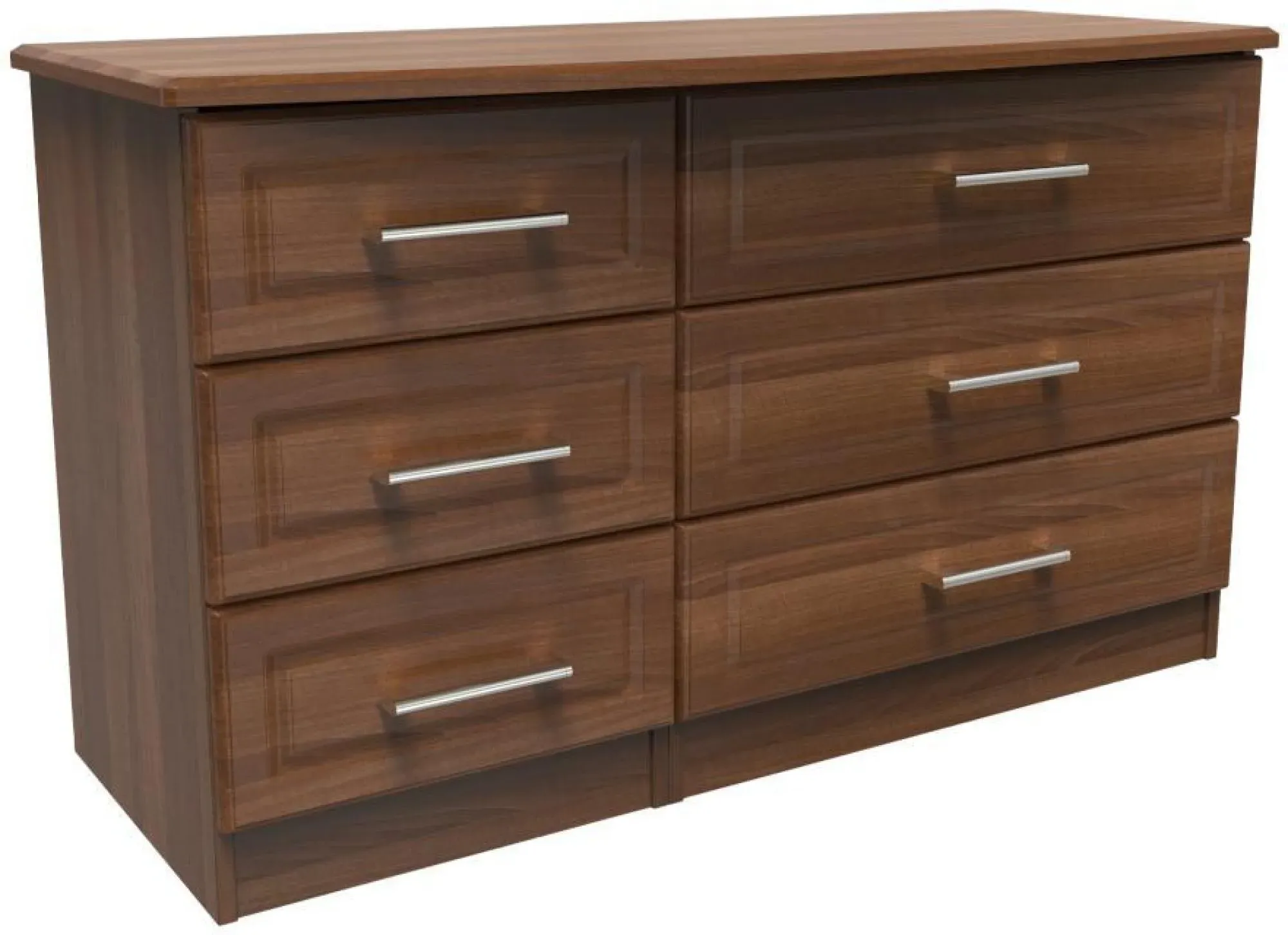 Gina 6 Drawer Midi Dresser - Walnut