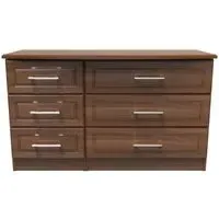Gina 6 Drawer Midi Dresser - Walnut