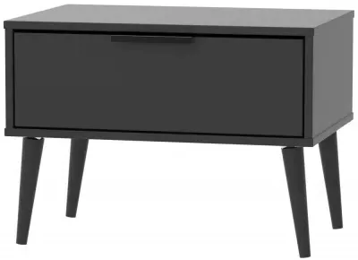 Hong Kong 1 Drawer Bedside Cabinet - Black