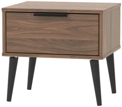 Hong Kong 1 Drawer Bedside Cabinet - Walnut