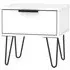 Hong Kong 1 Drawer Bedside Cabinet with Hairpin Legs - White