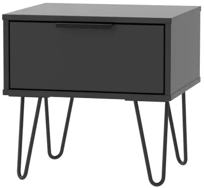Hong Kong 1 Drawer Bedside Cabinet with Hairpin Legs - White