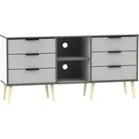 Hong Kong 150cm TV Unit with Wooden Legs - Grey, White