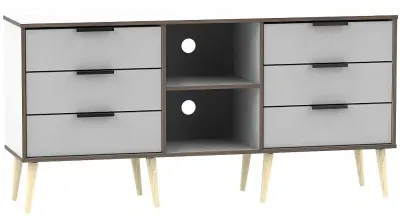 Hong Kong 150cm TV Unit with Wooden Legs - Grey, White