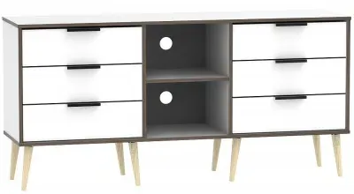 Hong Kong 150cm TV Unit with Wooden Legs - White