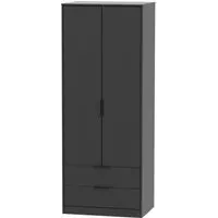 Hong Kong 2 Door 2 Drawer Tall Wardrobe - Black
