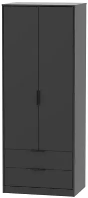 Hong Kong 2 Door 2 Drawer Tall Wardrobe - Black