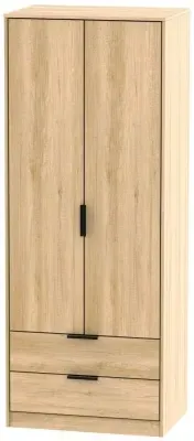 Hong Kong 2 Door 2 Drawer Tall Wardrobe - Oak Effect