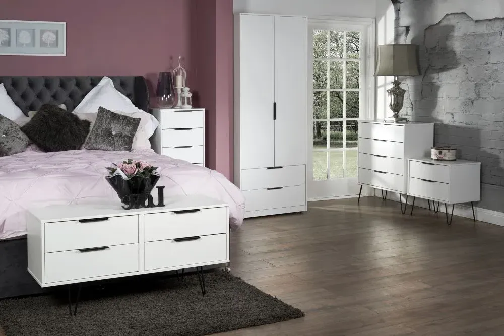 Hong Kong 2 Door 2 Drawer Tall Wardrobe - White