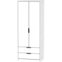 Hong Kong 2 Door 2 Drawer Tall Wardrobe - White