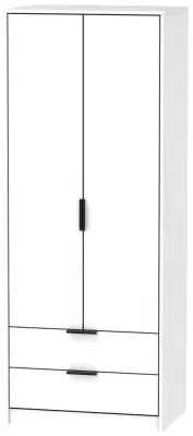 Hong Kong 2 Door 2 Drawer Tall Wardrobe - White