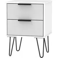 Hong Kong 2 Drawer Bedside Cabinet with Hairpin Legs - Grey