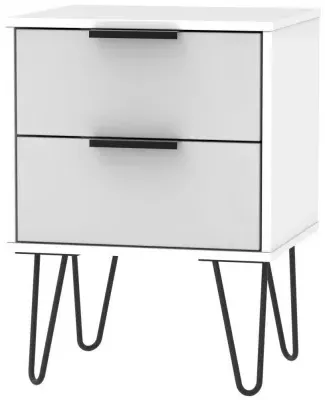 Hong Kong 2 Drawer Bedside Cabinet with Hairpin Legs - Grey image