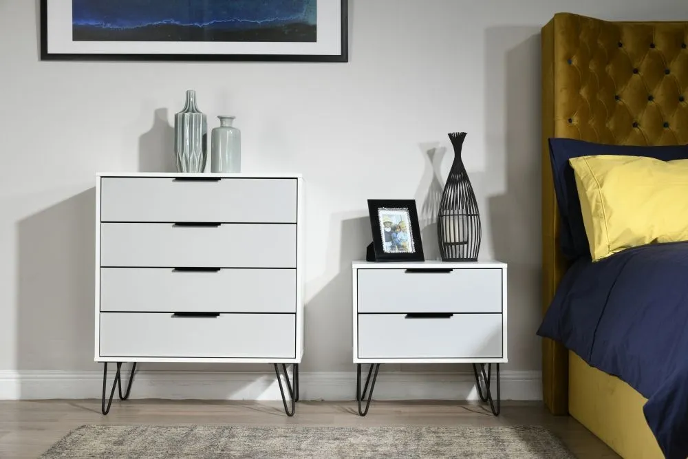 Hong Kong 2 Drawer Midi Chest with Hairpin Legs - Grey
