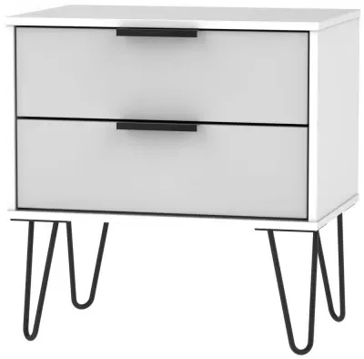 Hong Kong 2 Drawer Midi Chest with Hairpin Legs - Grey