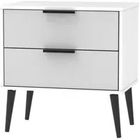 Hong Kong 2 Drawer Midi Chest with Wooden Legs - Grey
