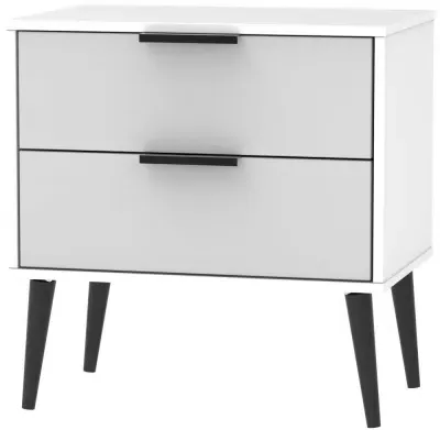 Hong Kong 2 Drawer Midi Chest with Wooden Legs - Grey