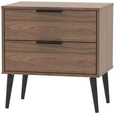 Hong Kong 2 Drawer Midi Chest with Wooden Legs - Walnut