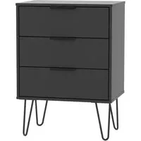 Hong Kong 3 Drawer Midi Chest with Hairpin Legs - Black