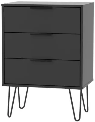 Hong Kong 3 Drawer Midi Chest with Hairpin Legs - Black image